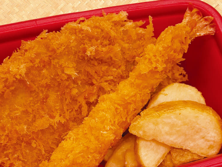 【惣菜セット】ロースかつ1枚+海老フライ1尾+ハーフ皮付きポテト