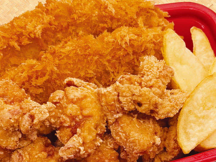 【惣菜セット】倍盛)ロースかつ2枚+本格唐揚げ6個+ハーフ皮付きポテト