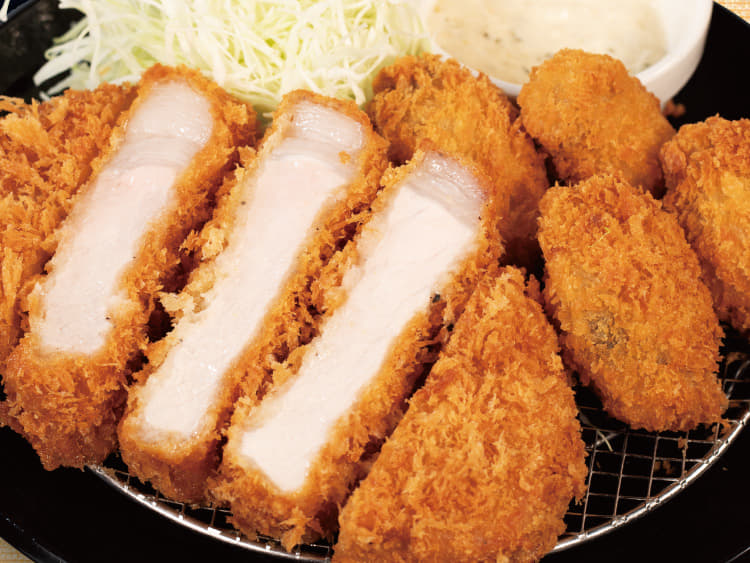 【倍量フェア】超厚切りリブロースかつ&カキフライ(4個)定食