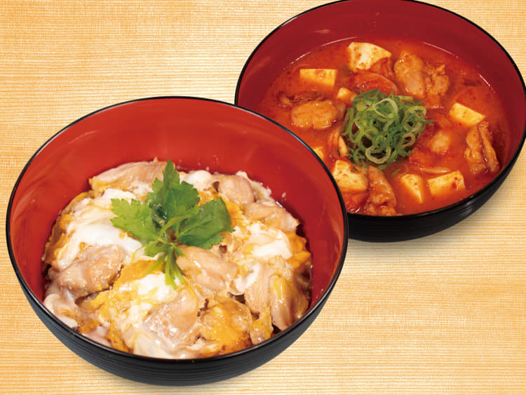 親子丼　鶏豆腐キムチチゲセット