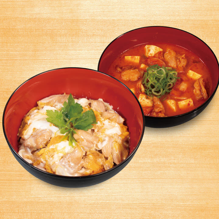 親子丼　鶏豆腐キムチチゲセット