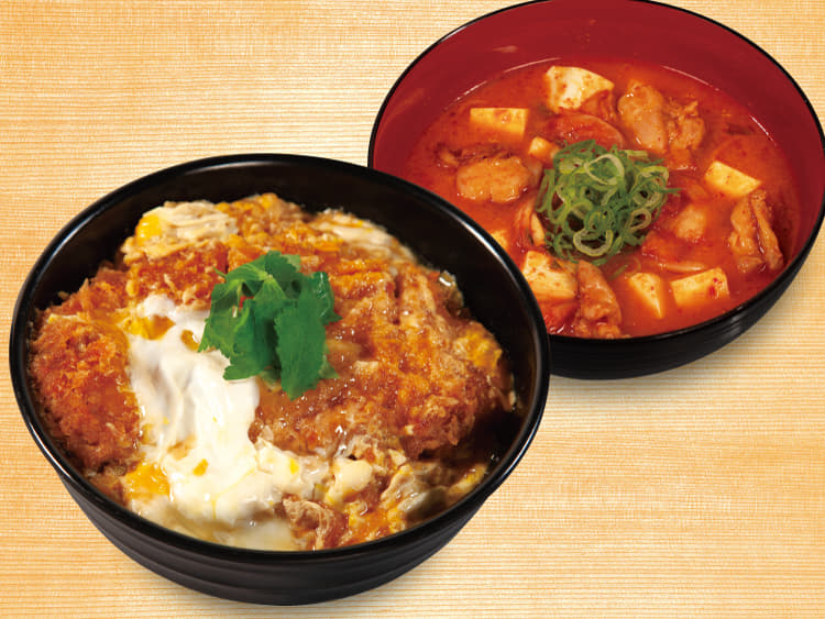ロースかつ丼　鶏豆腐キムチチゲセット