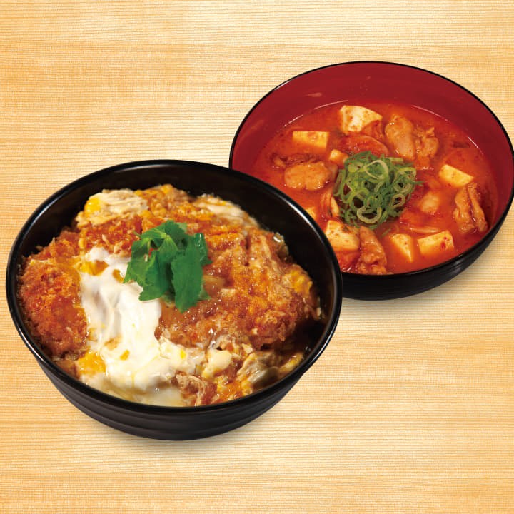 ロースかつ丼　鶏豆腐キムチチゲセット