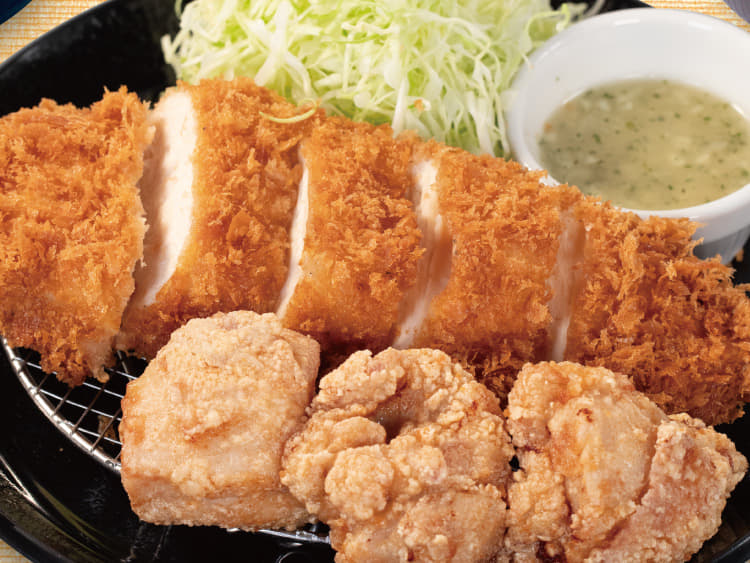 “肉厚”チキンムネかつ＆唐揚げ定食