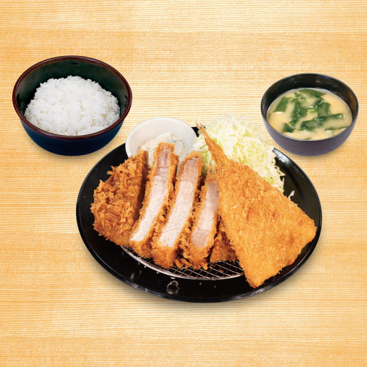 超厚切りリブロースかつ＆アジフライ（1枚）定食