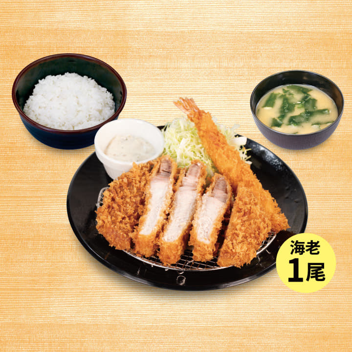 超厚切りリブロースかつ＆海老フライ（1尾）定食