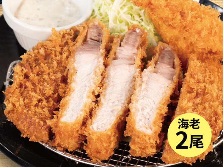超厚切りリブロースかつ＆海老フライ（2尾）定食