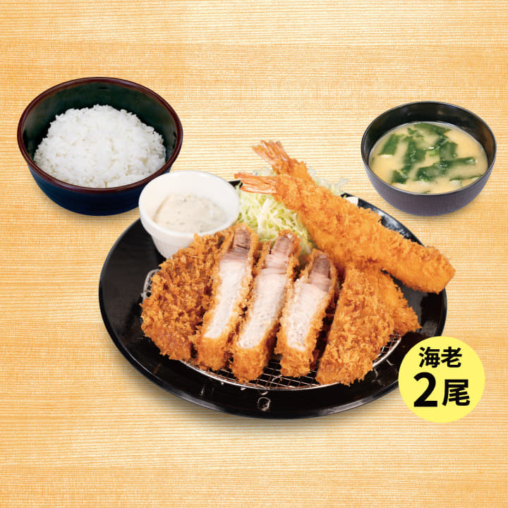 超厚切りリブロースかつ＆海老フライ（2尾）定食