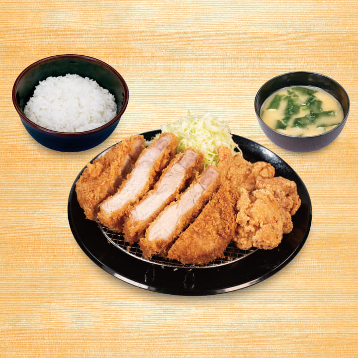 超厚切りリブロースかつ＆唐揚げ定食