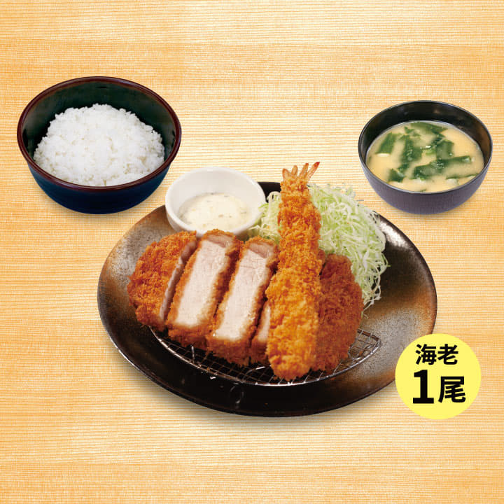 超厚切りロースかつ＆海老フライ（1尾）定食