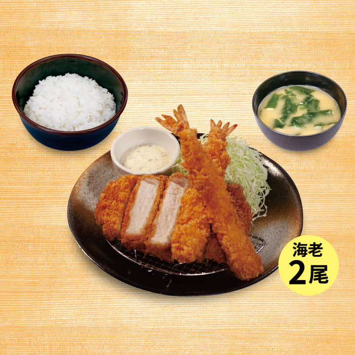 超厚切りロースかつ＆海老フライ（2尾）定食