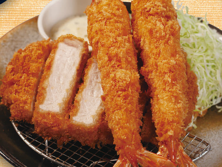 超厚切りロースかつ&有頭大海老フライ(2尾)定食