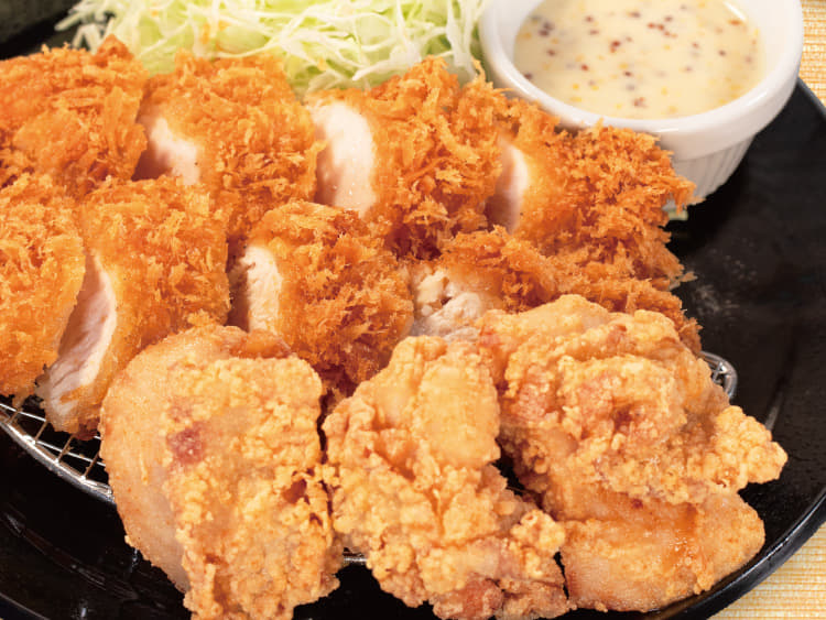 粒マスタードマヨチキンむねかつ＆唐揚げ定食