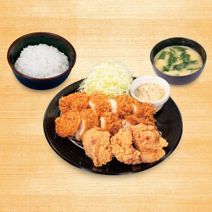 粒マスタードマヨチキンむねかつ＆唐揚げ定食