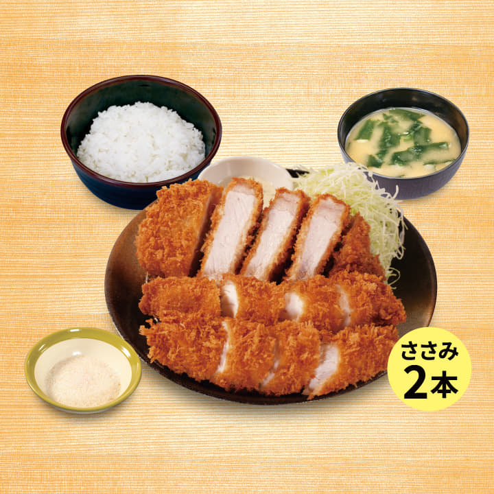 “大麦豚”厚切りリブロースかつ＆ささみかつ2本定食