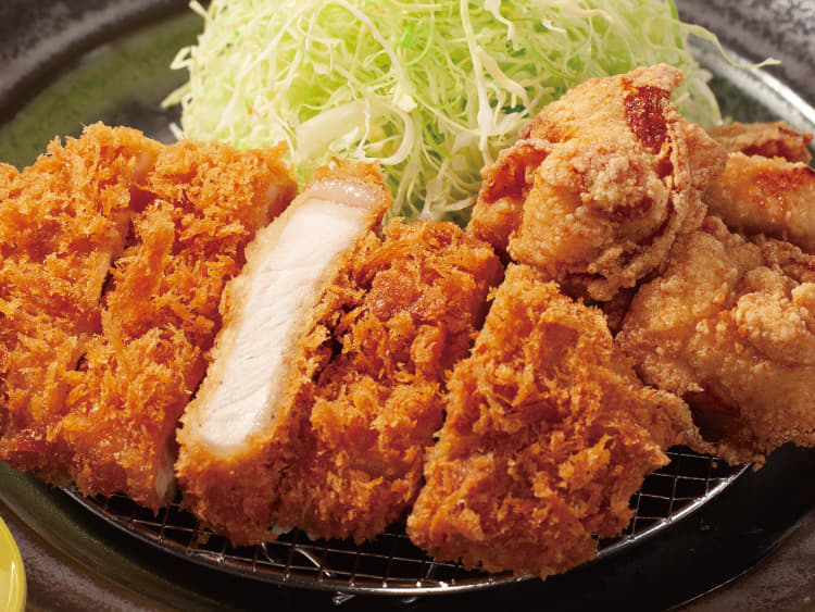 “大麦豚”ロースかつ＆本格唐揚げ定食