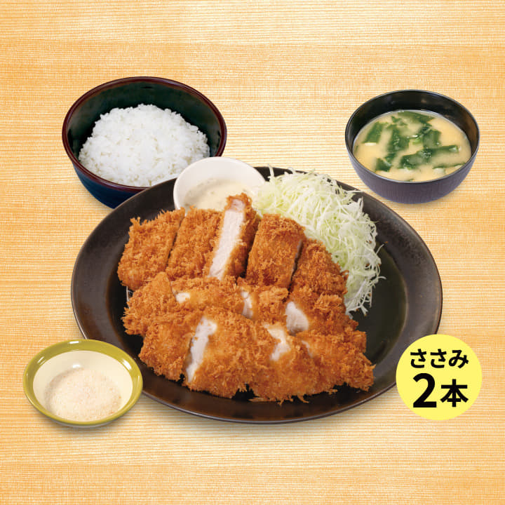 “大麦豚”ロースかつ＆ささみかつ2本定食