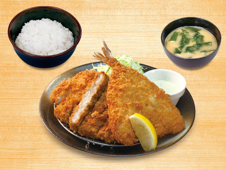 大判ヒレかつ&アジフライ定食