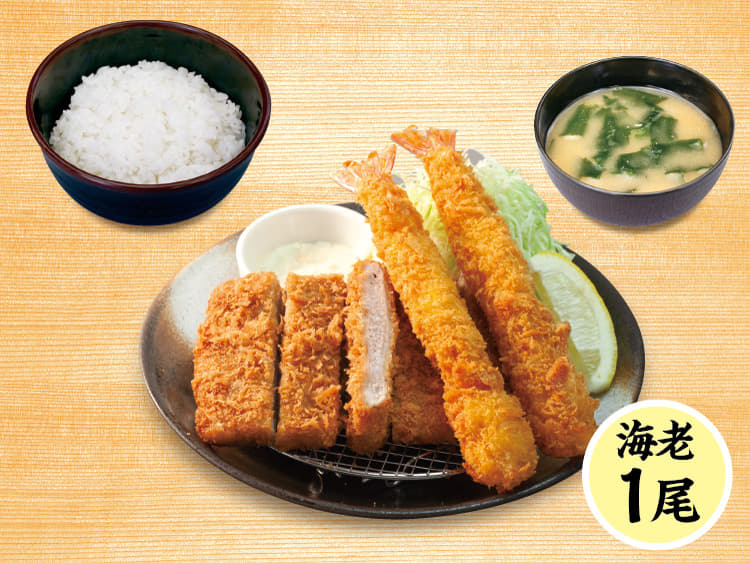 大判ヒレかつ&海老フライ(1尾)定食