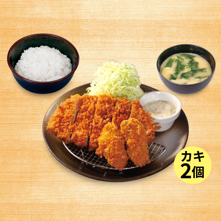 ロースかつ＆カキフライ（2個）定食