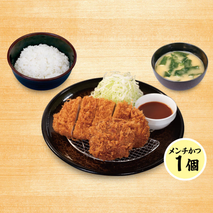 ロースかつ＆国産黒毛和牛×国産豚メンチかつ （1個）定食