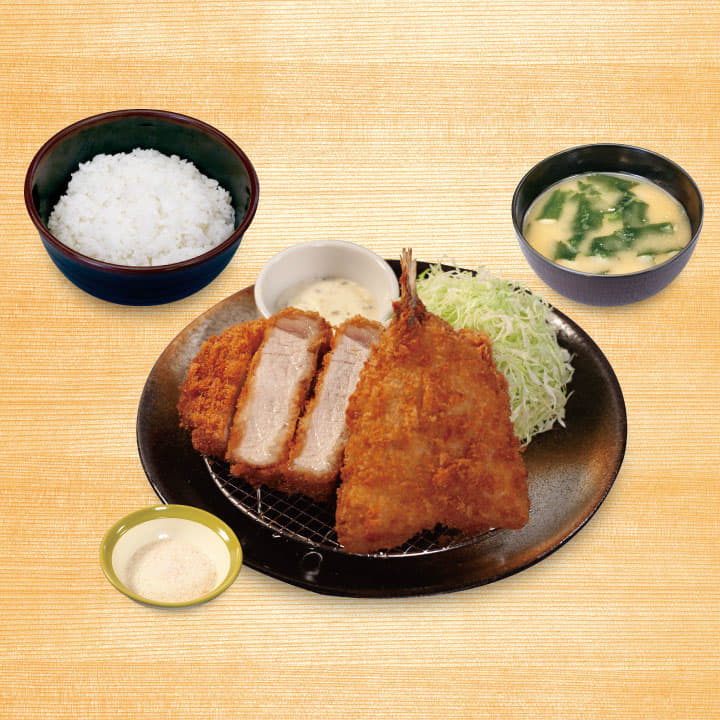 国産雪国育ち厚切りロースかつ＆アジフライ（1枚）定食