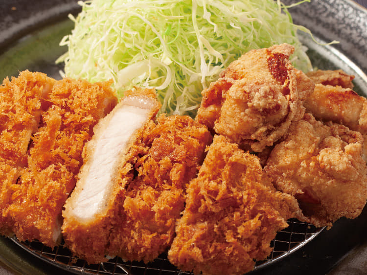 国産雪国育ちロースかつ&唐揚げ定食