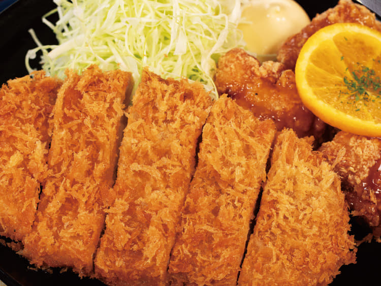 ロースかつ＆オレンジソース唐揚げ（３個）定食