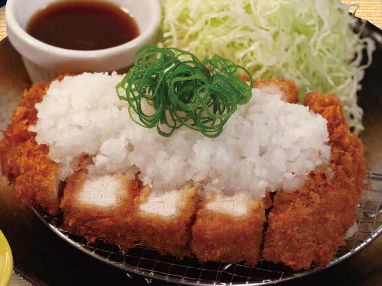 “大麦豚”厚切りリブ鬼おろしポン酢ロースかつ定食