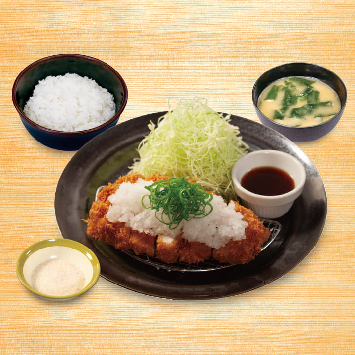 “大麦豚”鬼おろしポン酢ロースかつ定食