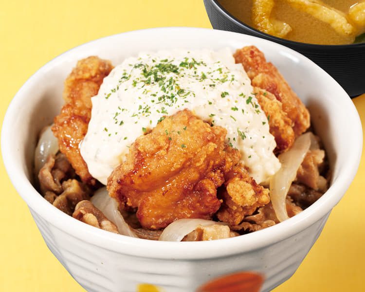 タルタル唐揚げ牛めし