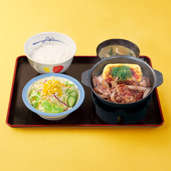 旨辛豆腐牛バラ焼定食