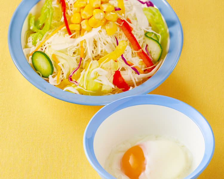 彩り生野菜半熟玉子セット メニュー 松屋
