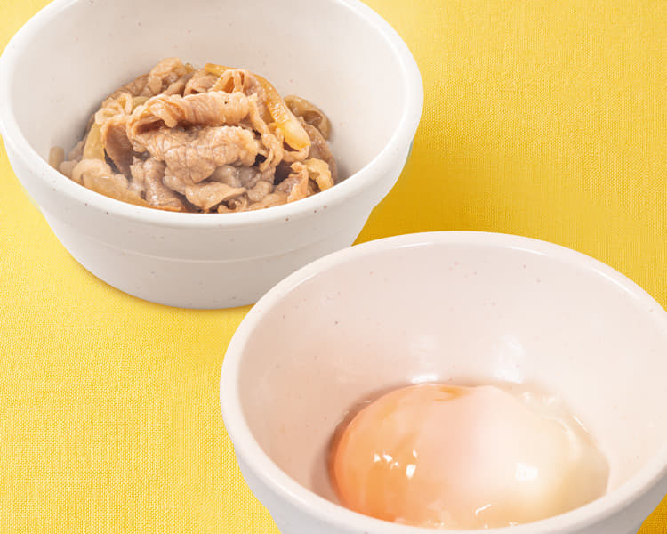 ミニ牛皿半熟玉子セット