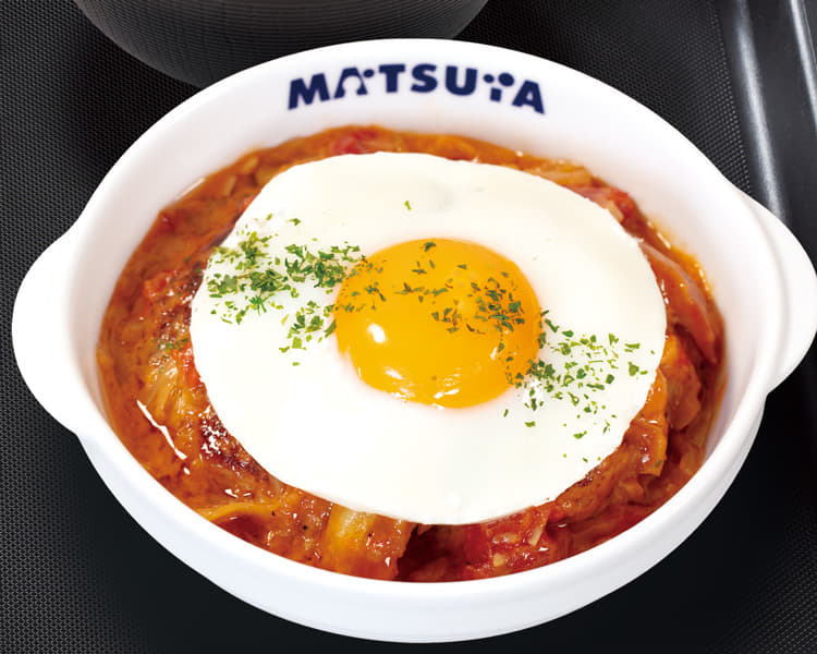 煮込みキャベツのエッグトマトハンバーグ定食