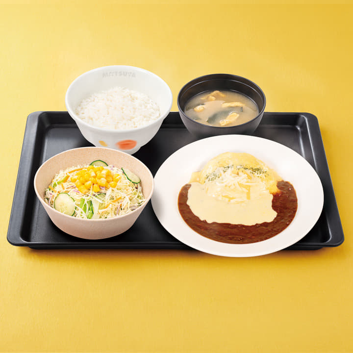 チーズオムデミハンバーグ定食