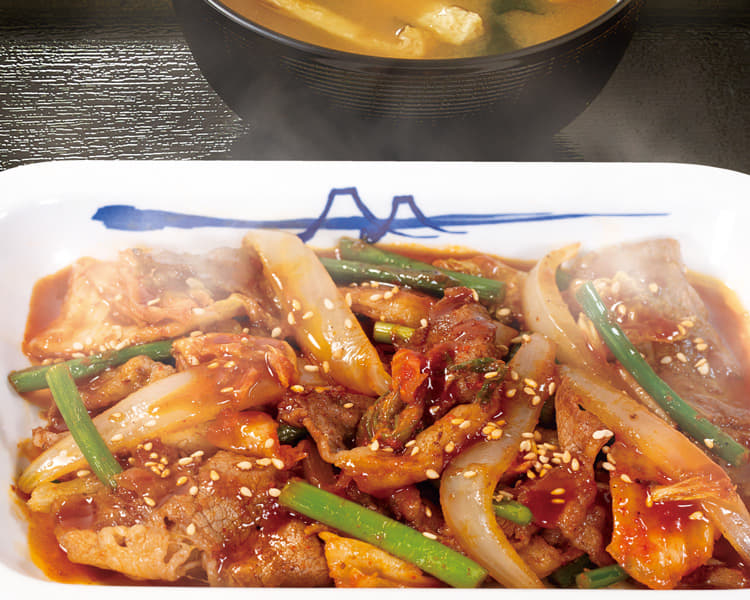 牛焼肉ピリ辛炒め定食