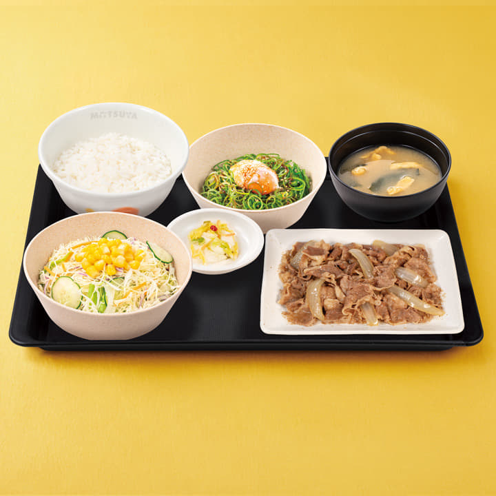 たっぷりネギたま牛皿定食