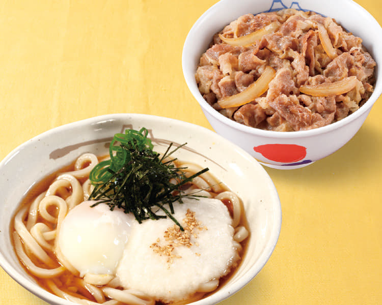ぶっかけとろたまうどんミニ牛めしセット