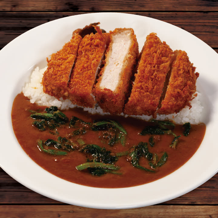 ほうれん草超厚切りロースかつカレー
