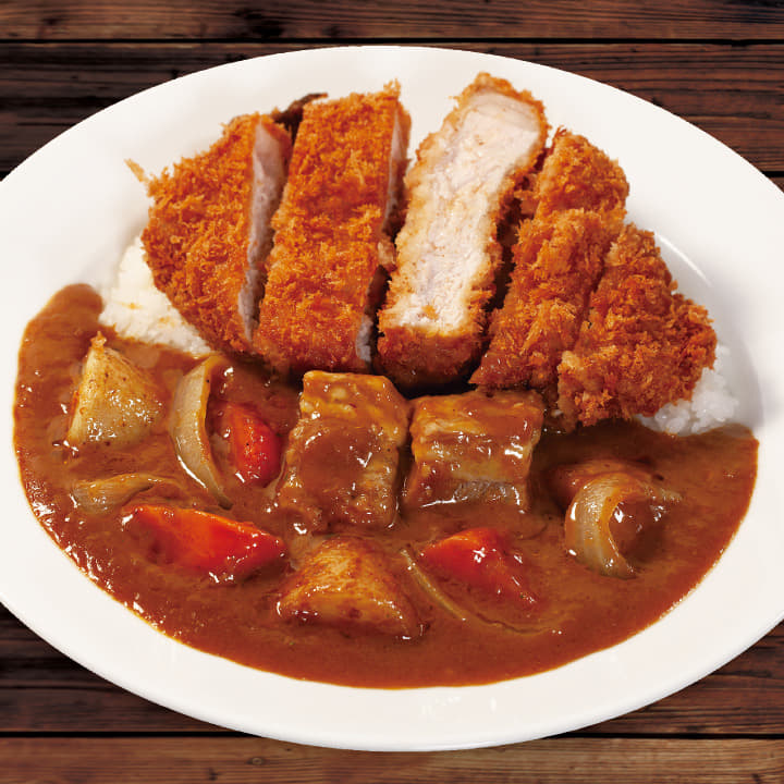 ごろごろ野菜超厚切りロースかつカレー（トッピングビーフ）