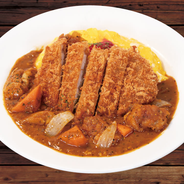 ロースかつオムレツケララチキンカレー