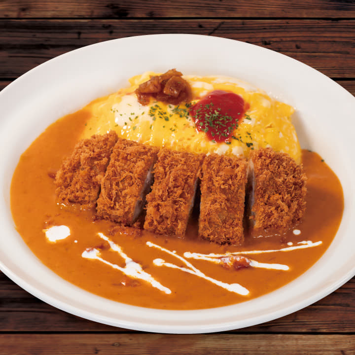オムレツミルフィーユかつバターチキンカレー