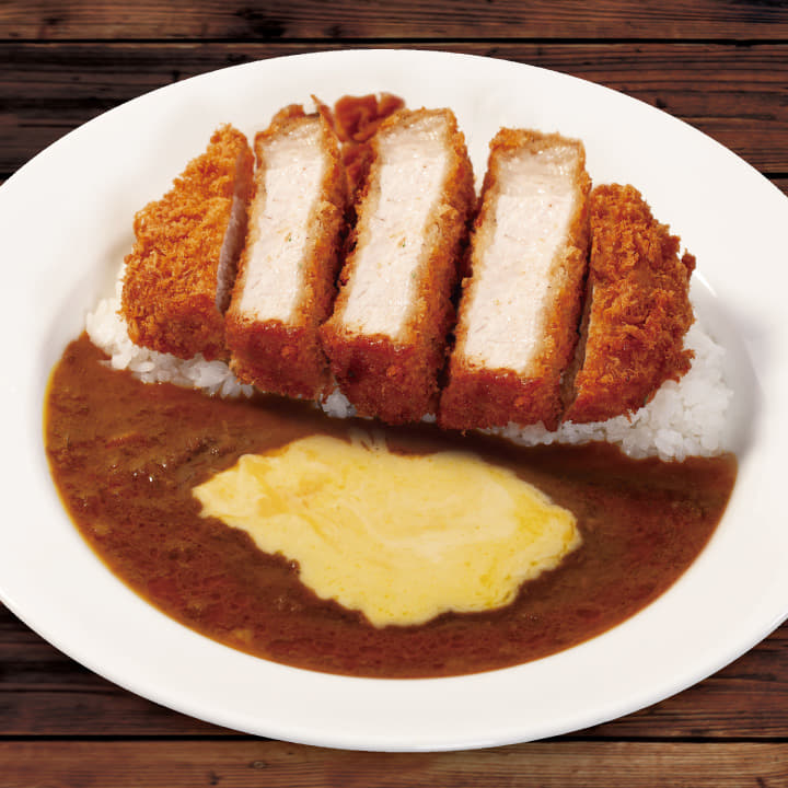 "大麦豚"厚切りリブロースかつ欧風ビーフカレー　トッピングチーズ