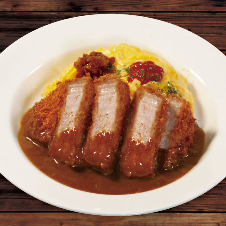"大麦豚"厚切りリブロースかつオムレツカレー