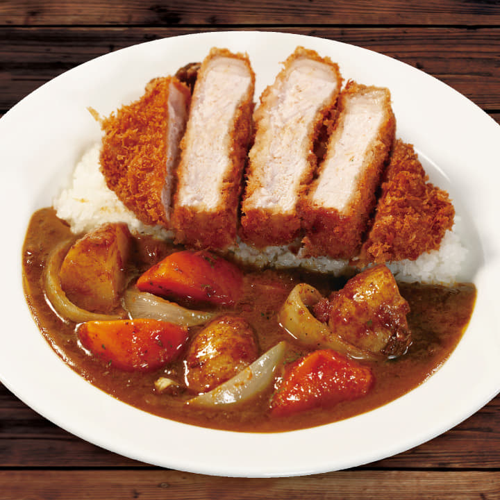 ごろごろ野菜"大麦豚"厚切りリブロースかつ欧風ビーフカレー