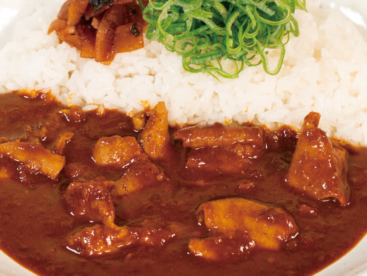 ネギたっぷり牛もつ煮込みスパイシーカレー