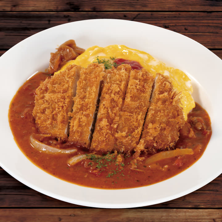 たっぷりトマトのロースかつオムハヤシライス