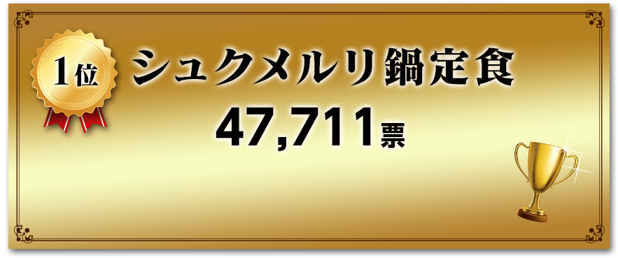 1位 シュクメルリ鍋定食 47,711票