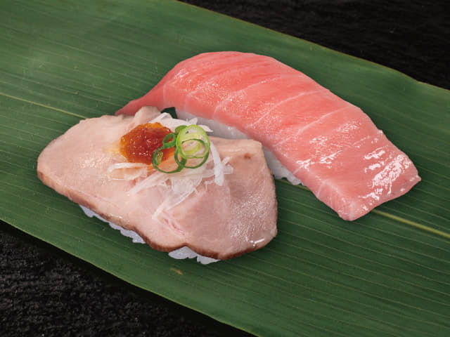 本鮪中トロ・ローストポーク（オニオンスライス・ポン酢ジュレのせ）の相盛り